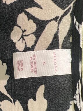 Merona Black and Cream Floral Blouse